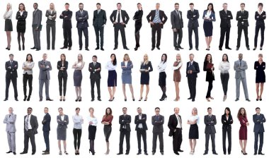 Sıraya dizilmiş çeşitli iş adamlarının kolajı