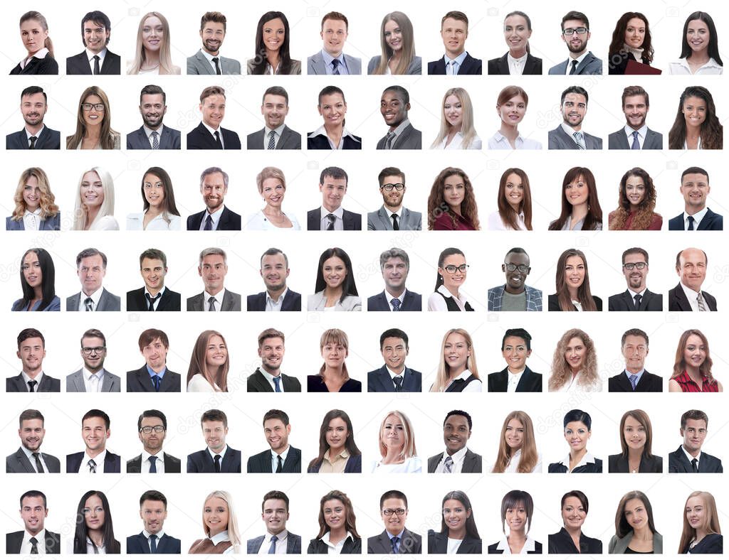 portraits of successful employees isolated on a white