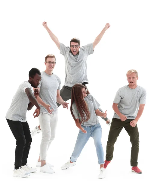 Grupo casual de jovens diversos alegres — Fotografia de Stock