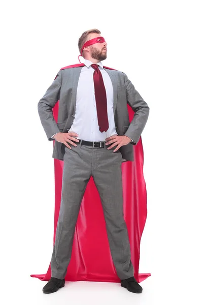 Superhero businessman looking aside at copy space. — Zdjęcie stockowe