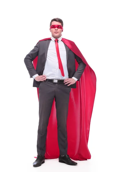 In full growth. responsible superhero businessman looking forward — Stock Photo, Image