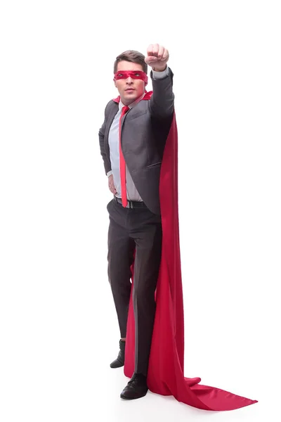 Successful business man superhero . isolated on white — Stock Photo, Image