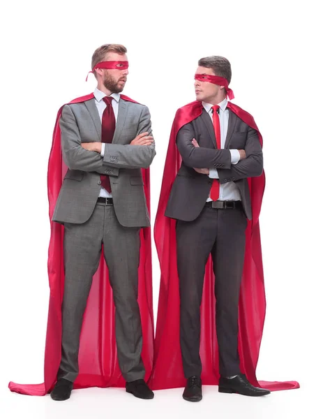 In full growth. two superhero businessman looking at each other — Stock Photo, Image