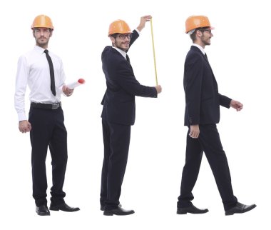 Turuncu kasklı, kalifiye bir mimar.