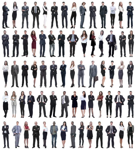 Collage van jonge zakenmensen die op rij staan. — Stockfoto
