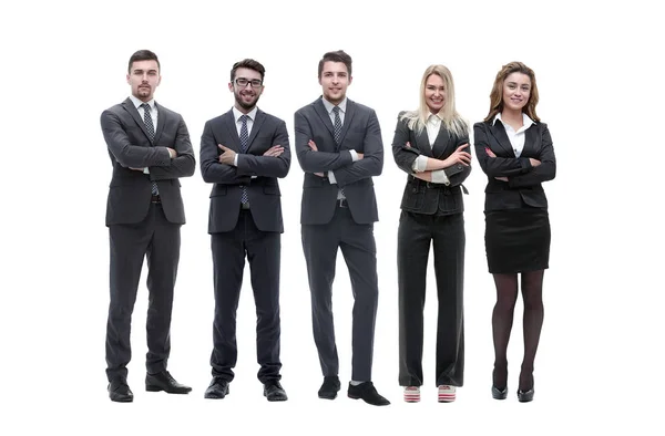 Grupa młodych, odnoszących sukcesy przedsiębiorców stojących w rzędzie — Zdjęcie stockowe