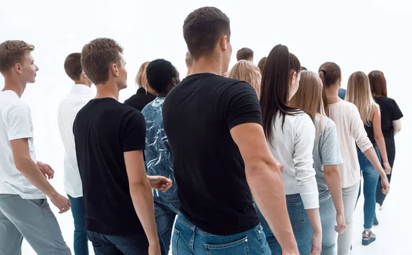 Doe dicht. verschillende jongeren die samen staan — Stockfoto