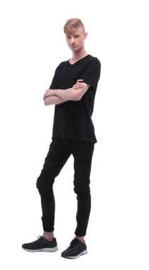 Tam gelişim. Gündelik kıyafetler giyen modern bir adam..