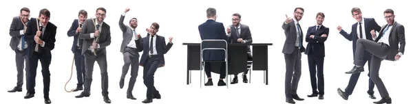 In full growth. two business people discussing something — Stock Photo, Image