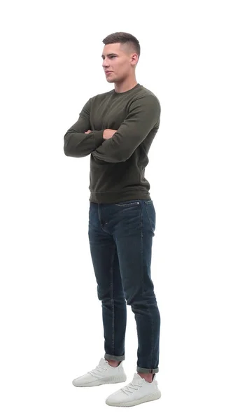 In vollem Wachstum. Selbstbewusster junger Mann in Jeans . — Stockfoto