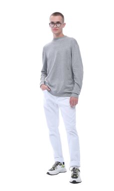 Tam gelişim. Gözlüklü sıradan tarz adamı..