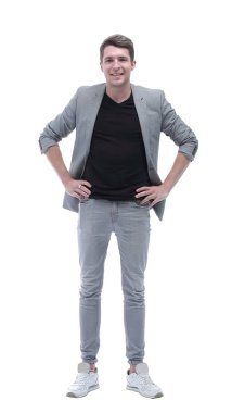 Tam gelişim. gülümseyen başarılı modern adam