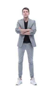 Tam gelişim. gülümseyen başarılı modern adam