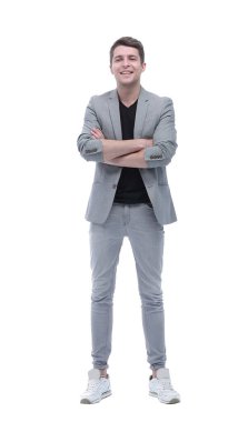 Tam gelişim. gülümseyen başarılı modern adam