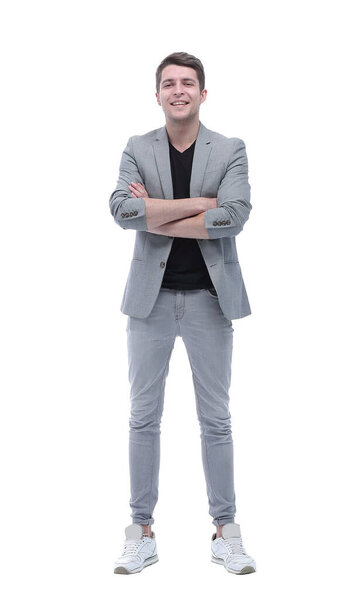 in full growth. smiling successful modern man