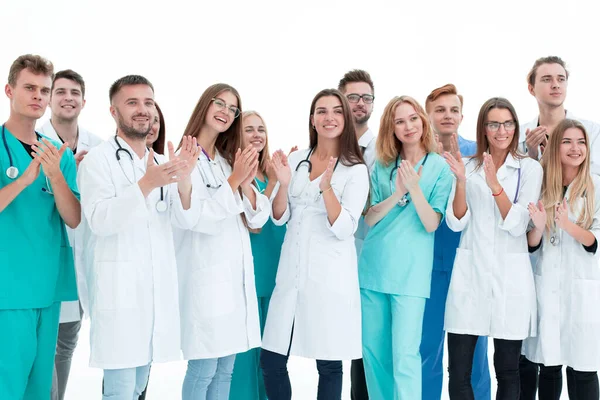 Üst Manzara. Bir grup gülümseyen doktor seni işaret ediyor.. — Stok fotoğraf