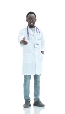 Gülümseyen doktor elini uzattı ve tokalaştı.