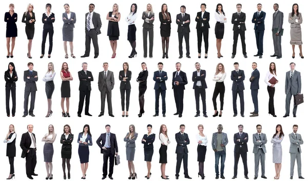 Collage d'une variété de gens d'affaires debout dans une rangée — Photo