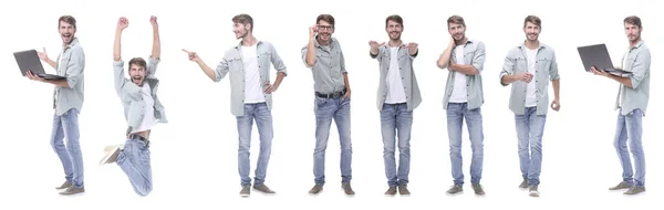 Collage médecin et jeune homme isolé sur blanc — Photo