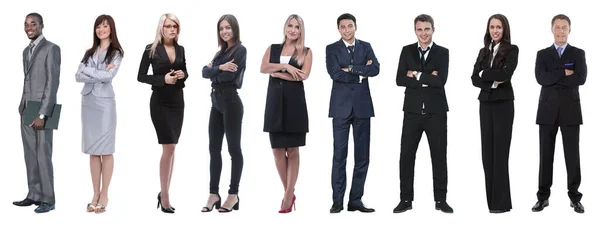 Portret van vriendelijk business team staand — Stockfoto