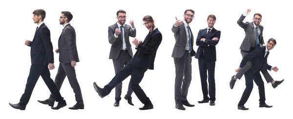 Hombre de negocios sonriente sentado en la espalda de su colega —  Fotos de Stock