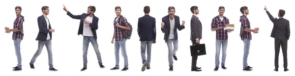 Panoramische Collage eines selbstmotivierten jungen Mannes. — Stockfoto