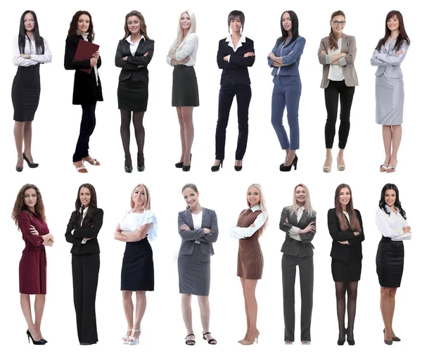 成功した若いビジネス女性の集団のコラージュは. — ストック写真
