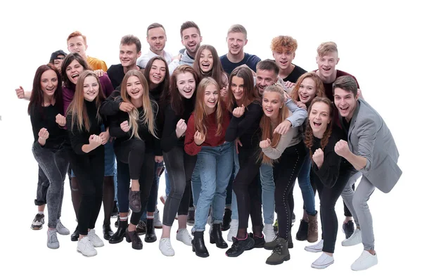 Vue latérale. groupe de jeunes heureux debout ensemble — Photo