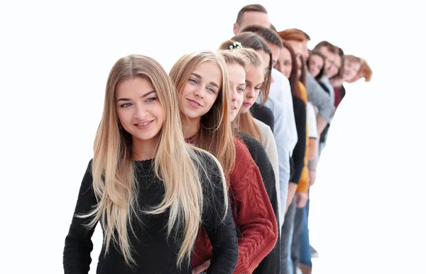 Diverse junge Leute stellten sich an. Foto mit Kopierraum — Stockfoto