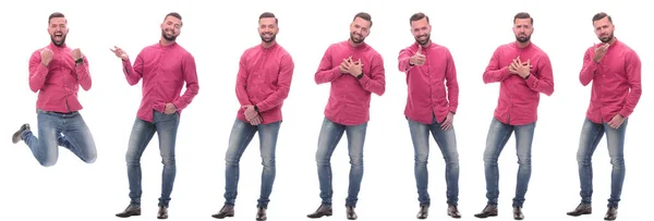 Collage de fotos de un hombre moderno en una camisa roja. — Foto de Stock