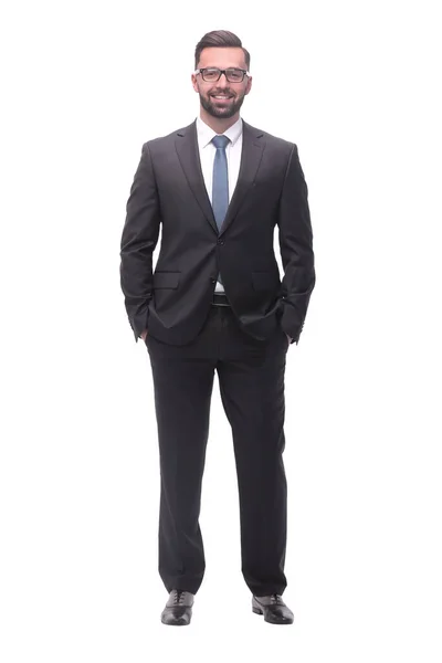 Full length . a successful young man in a business suit — Stock Photo, Image