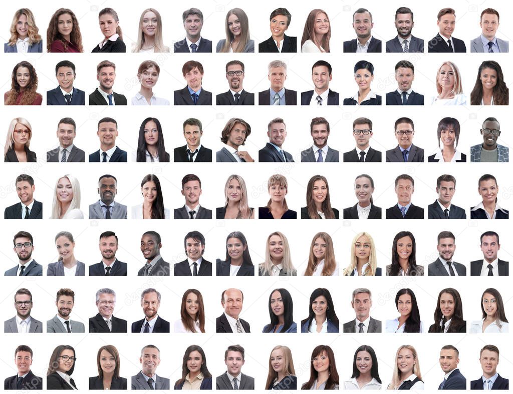 portraits of successful employees isolated on a white