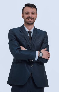 Takım elbiseli kendinden emin bir iş adamının portresi.