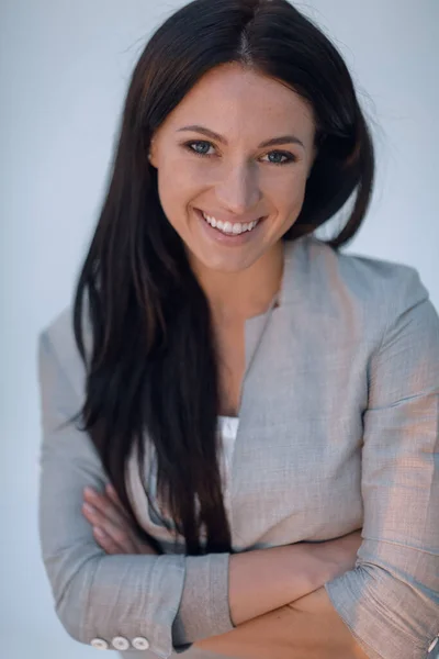 Close-up gezicht van een succesvolle jonge vrouw. — Stockfoto