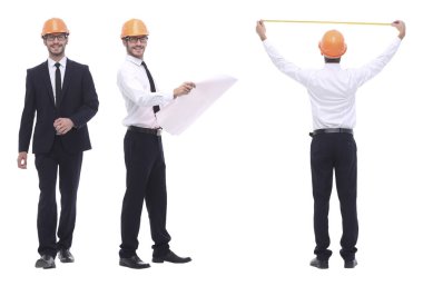 Turuncu kasklı, kalifiye bir mimar.