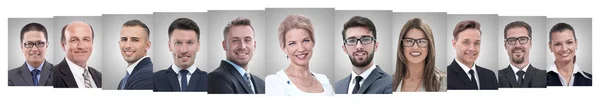 Collage panoramique de portraits de gens d'affaires prospères — Photo