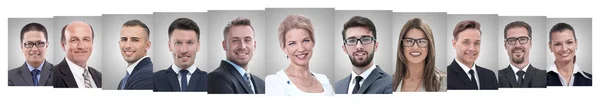 Colagem panorâmica de retratos de empresários de sucesso — Fotografia de Stock