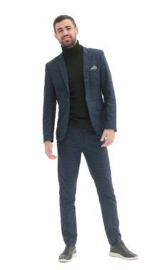 Tam gelişim. İş kıyafetleri içinde kendine güvenen modern bir adam