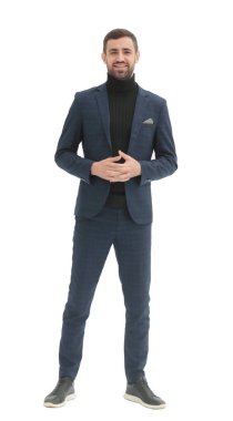 Tam gelişim. İş kıyafetleri içinde kendine güvenen modern bir adam