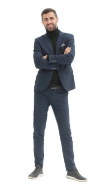 Tam gelişim. İş kıyafetleri içinde kendine güvenen modern bir adam
