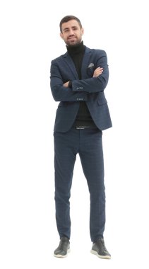 Tam gelişim. İş kıyafetleri içinde kendine güvenen modern bir adam
