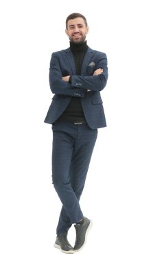 Tam gelişim. İş kıyafetleri içinde kendine güvenen modern bir adam