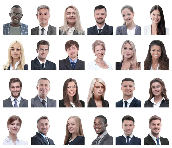 Colagem de retratos de pessoas de negócios isoladas em branco — Fotografia de Stock