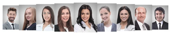 Panoramic collage of portraits of young entrepreneurs. — Stock Photo, Image