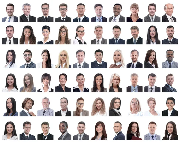 Collage de portraits d'employés à succès isolés sur blanc — Photo