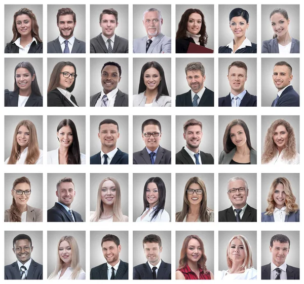 Collage de retratos de jóvenes empresarios exitosos — Foto de Stock