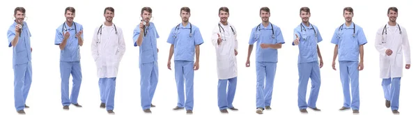 Panoramic collage group of medical doctors . isolated on white — Stock Photo, Image