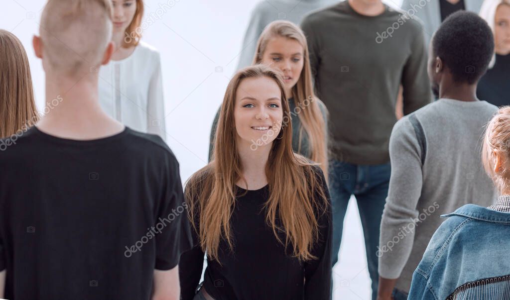 group of diverse young people . isolated on white