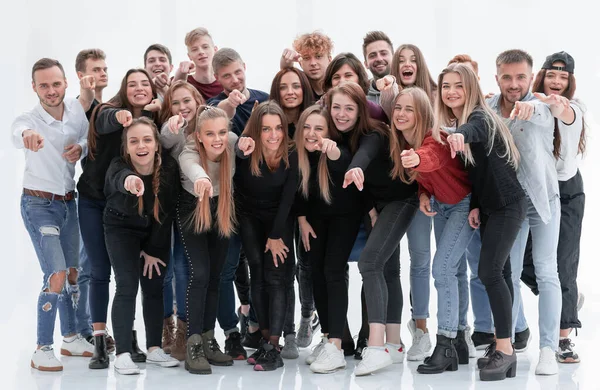 Group of happy young people pointing at you — Stock Photo, Image