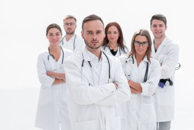 Kapat. Kendine güvenen bir grup doktor bir arada